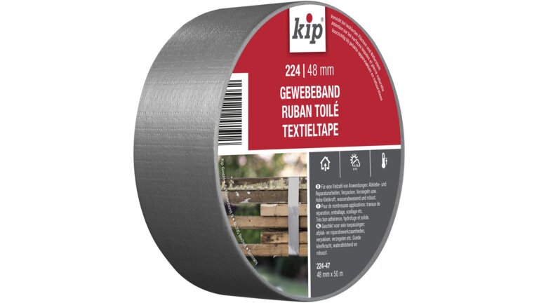 Rolle "kip 224 Gewebeband" mit einer Breite von 48 mm und einer Länge von 50 m. 